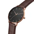 Classic Rose Gold Slim Watch - Brown Top-Grain Italian Leather Strap – Brathwait. 