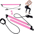 Portable Pilates Bar Kit with Resistance Bands – Studio Reformer Stick for Home Gym Full Body Training (Multicolor). 