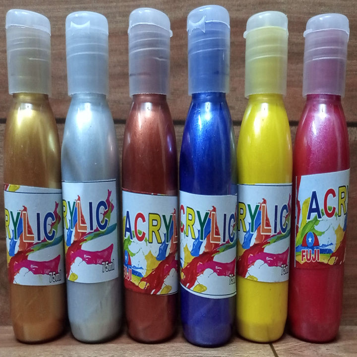 Metallic Acrylic Color Paints 75 ml Pack of 6 Bottle Set Art # SS-Met-Acrylic 75ml-M006