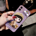 Free Lanyard for Samsung A05 Back Cover Cartoon Cute Girl Square Edge Pattern Cover Luxury Plating Soft Phone Case. 