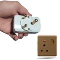 15A 3 Pin Multi Plug Power Plug Adapter Type M Plug Socket With Safety Shutter Plug For High Voltage Plug Load And Safety Electrical Uses Strong Safe And Durable Highly Efficient Reliable Plug AC Plug For AC White. 