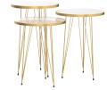 1 Pcs / Set of 3 Round Coffee Table HIGH Gloss Nesting End Tables - Round Wood Stacking Coffee Side Accent Tables with Metal Legs for Living Room, Home Office, Nightstands for Bedroom, Sturdy Easy Assembly - 3 Piece Nesting Table set for living Room. 