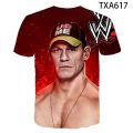 John Cena 3D printed pattern T-shirt American Wrestling Union WWE fitness breathable fashion men's short sleeves. 