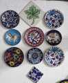 wall hanging plates blue pottery. 