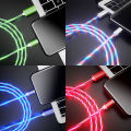 LED light Glowing Lightning Cable Mobile iPhone Charging Cables Apple iPhone IOS Android Micro Type C Fast USB Charger. 