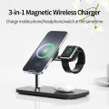 15W Fast Magnetic Wireless Chargers 3 in 1 Stand for iPhone 13 12Pro/Apple Watch 7 6 for Airpods Pro 3 Wireless Charging Station. 