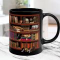 3D 3D Bookshelf Mug Gift White Creative A Library Shelf Cup Multi-Purpose Book Lovers Coffee Mug. 