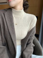 Knitwear Bottoming Shirt for Women Autumn and Winter New Western Style Inner Wear Mock Neck Sweater Slim-Fit Long-Sleeved Mid-Collar Warm Top. 