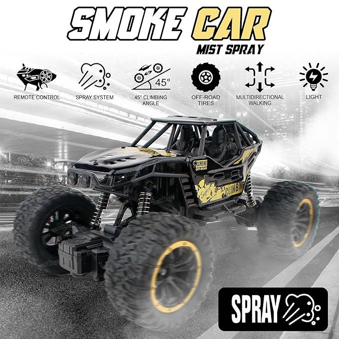 NHR Remote Control car with Mist Smoke Spray Function and Attractive Lights, Rock Crawler Climbing Angle, Rechargeable High Speed Off-Road Monster Truck Rock Climbing Car Toy  (Blue) Rock Crawler Smoke Electric RC Vehicles Alloyed Remote Control Toy Car