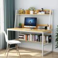 47 Inches Space Saving Writing Study Table Home Office Desk PC Laptop Table Computer Desk with Hutch & Bottom Bookshelf. 