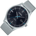 CASIO BLACK DIAL WITH DATE & MESH STEEL BRACELET MEN'S WATCH - MTP-E710M-1AVDF. 