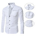 Men Dress Shirt Color Block Turndown Collar Buttons Shirt. 