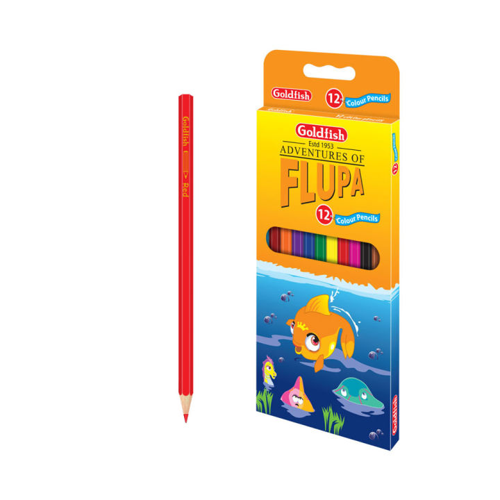Goldfish Long Color Pencils - 12 Color Pencils - Adventures of Flupa