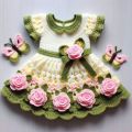 Handmade Crochet Baby Girl Frock | Pink & White Knitted Dress | Soft Wool Newborn to 2 Years Party Wear. 