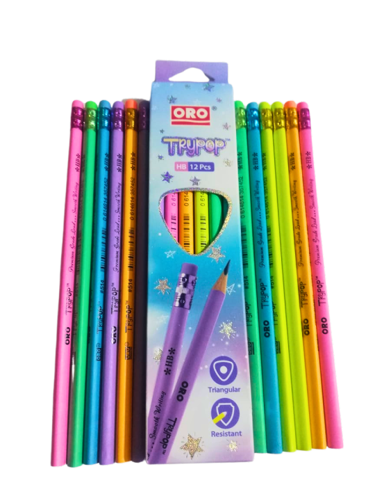One Pack of Trypop Lead Pencils with Erasers Tip (12Pcs)