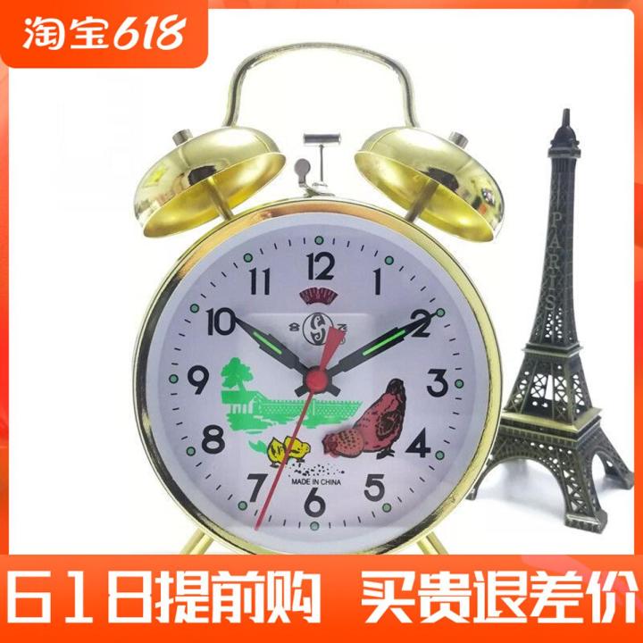 Chinese style chick pecking rice classic retro nostalgic bedroom high volume student home clockwork mechanical alarm clock