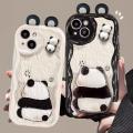 Phone Case For Samsung Galaxy A02 A02S A03 CORE A04 A04E A04S A10 A11 A13 A14 A22 A23 A24 A30 A20 A21S Casing Funny Wavy Texture Cartoon 3D Cute Panda Doll Ears Fashion Creative Silicone Cover TPU Clear Soft. 