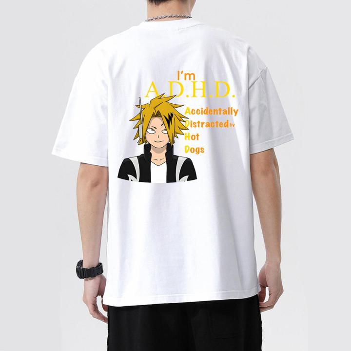 Kaminari Denki T-shirt My Hero Academia Print t shirt Men Summer Graphic Tees Couple Clothes Short Sleeve 100% Cotton Tee-shirt