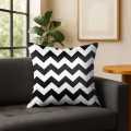 Modern Black White Zigzag Geometric Throw Cushion Case Chevron Grid Cushion Cover High Quality Fashion Grid Zigzag Couch Decor 16x16 & 18x18 inch. 