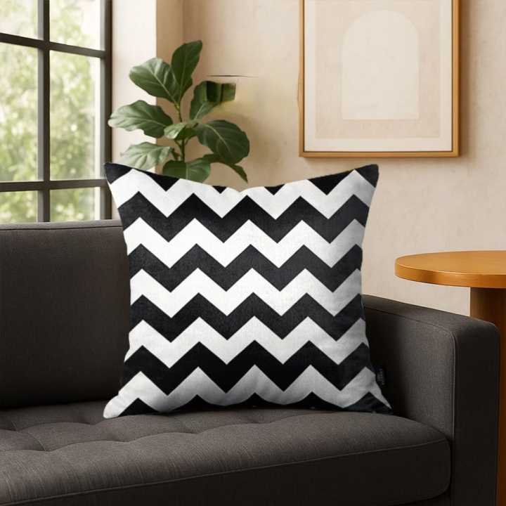 Modern Black White Zigzag Geometric Throw Cushion Case Chevron Grid Cushion Cover High Quality Fashion Grid Zigzag Couch Decor 16x16 & 18x18 inch