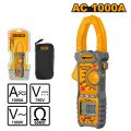 INGCO - Digital AC clamp meter 1000A (6000 counts LCD with backlight) With Bag. 
