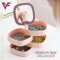 360° Rotating Jewelry Storage Box 4 Layers Portable Travel Jewellery Holder Jewellery Accessory Organizer Necklaces Bracelets Rings Earrings Holder with Mirror For Girl Women. 