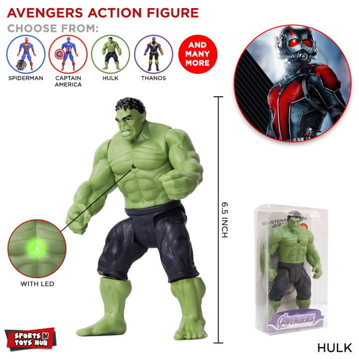 Avengers Action Figures 6.5inch With Light Marvel Legends Hot Toys Avenger Infinity War Collectible Titan Hero Series Figures Toy PVC Gift Collectible For Kids Superheros Available Ant Man, Captain America, Thor, Iron Man & Hulk Perfect Gift For Your Kids