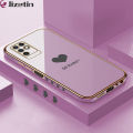 Jizetin (Free Lanyard) for Infinix Note 10 Back Cover Heart loved Luxury 6D Plating Case Side Pattern Soft Silicone Square Phone Cases. 
