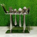 Cutlery Set 29 pcs pure Stainless Steel, Servingspoons, forks, tablespoon, teaspoons, dessertspoons, elegant  spoonstand. 