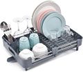 Expandable Dish Rack,Foldable Stainless Steel Dish Drainers With Removable Cutlery Holder & Non-Scratch Plate Rack, Adjustable Dish Drying Rack With Swivel Drainage Spout. 