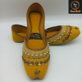 Yellow Khussa Fancy with Golden Work Traditional Pakistani Khussa | Women's Ethnic Wedding Khussa Jutti For Women. 
