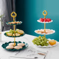 European-style Fruit Plate Emerald Green Three-layer Cake Plates Candy Dessert Multi-layer Tray Afternoon Tea Snack Stand Household. 