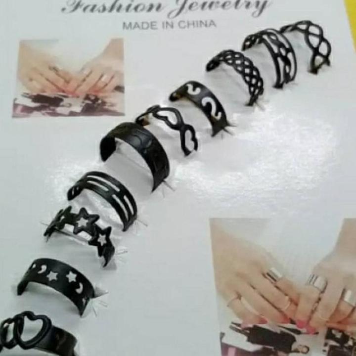 10%20pcs/set%20Golden/black%20Ring%20set%20women%20Wedding%20Anniversary%20rings%20for%20girls%20-%20Image%206