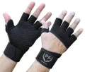 PF Weightlifting Gym Gloves Fitness Wrist Wraps Exercise Black. 