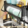 Over Sink Dish Drying Rack, Large Dish Rack With Metal Steel Utensil Cup Holder Sink, Expandable Shelf Rack With Utensil Holder (Size : 85cm). 