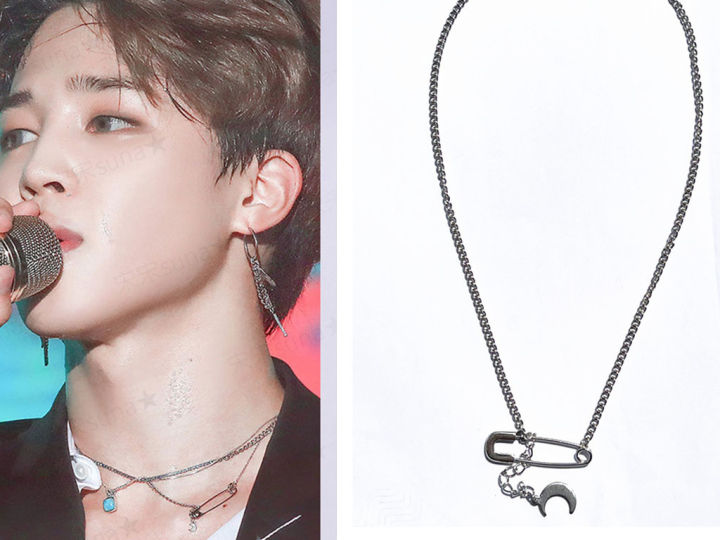 BTS JIMIN Park Jimin's same necklace brooch moon necklace couple gift men's pendant