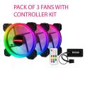 PACK OF 3 RGB fan with sata controller kit Colorful LED ARGB Lighting Silent Cooling Fan pc case gaming computer. 