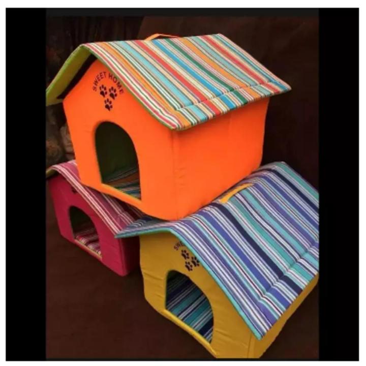 Pet Foldable Stripe Cat Dog House Bed Cozy Plush Pet Cave Bed for Puppies, Cats and Small Animals