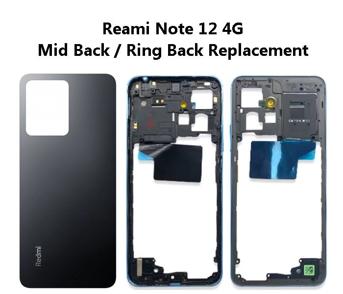 Redmi Note 12 4G Back Battery Cover with Side Ring and Keys , Redmi Note 12 4G Ring Back / Mid Back Replacement