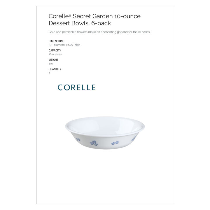 CORELLE Secret Garden Open Stock Crockery (Plates, Bowls & Serveware)
