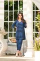 MK COUTURE Irish Linen 2 Pcs Stitched- Solid Blue. 