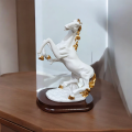 Living Room Crafts Abstract Luxury Golden Horse Animal Ceramic Figurine Decoration Sculpture Statue For Home Office Desk Decor. 