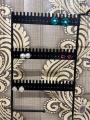 Premium Jewelery Stand Wooden Tray + Metal Rack Holder Organizer Rustic Wood Stand Tree Holes Display Rack for Stud Earings Rings Makeup & Hoop. 