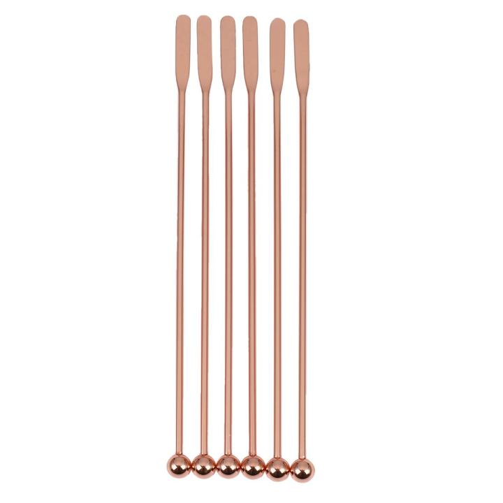Stainless steel stir bar-6X coffee drink mixer-Rose gold