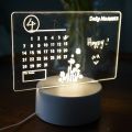 Acrylic DIY Desktop Lamp USB Calendar Board Message Board Light Rewritable Lightweight Multifunctional With Pen Home Accessories 1Pcs. 