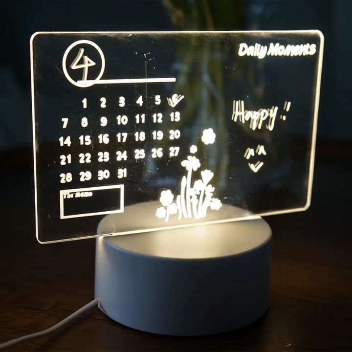 Acrylic%20DIY%20Desktop%20Lamp%20USB%20Calendar%20Board%20Message%20Board%20Light%20Rewritable%20Lightweight%20Multifunctional%20With%20Pen%20Home%20Accessories%201Pcs%20-%20Image%202