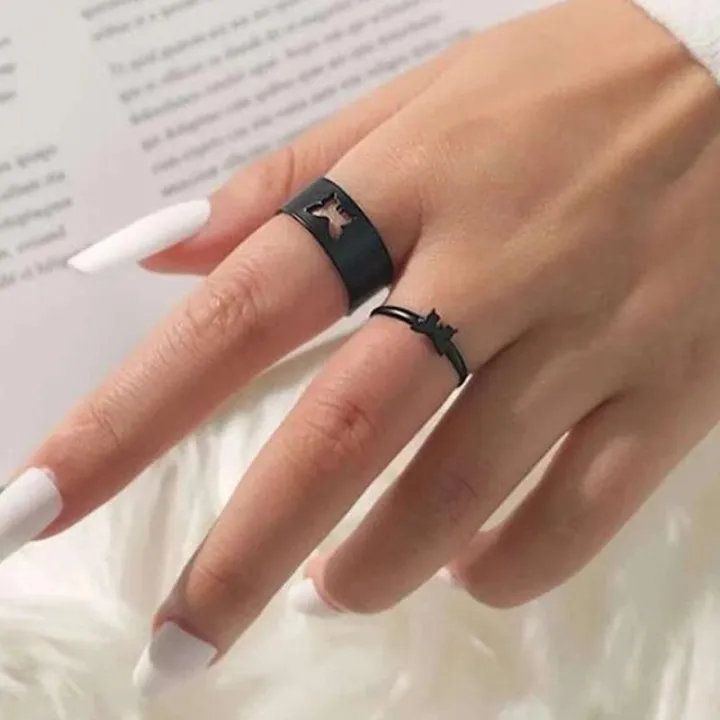 Trendy%20Butterfly%20Rings%20for%20women%20and%20girls%20Zinc%20Alloy%20Metallic%20Couple%20Engagement%20Rings%20-%20Image%203