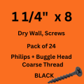 Buggle Head Dry Wall Black Screws.  Pack of 100 Screws. 3/4 inch to 2 inch. 