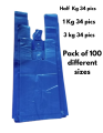 Pack of 100 Plain blue color plastic shopping bags,standard size of blue shopper (Food Grade Shopping Bags), packed together in one bundle 100 shopper of pure quality .. 