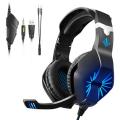 Gaming Headset, Over-Ear Headphones with Noise Cancelling Microphone and Breathable Ear Pads, Bass Surround Sound & Glowing LED Light, Versatile Compatibility Game Headset for PC Switch. 